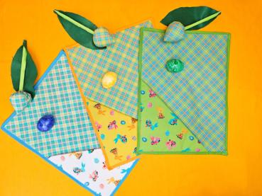 Preview: Bauwoll Druck Karo Türkis/Rosa von Happy Easter by Swafing 